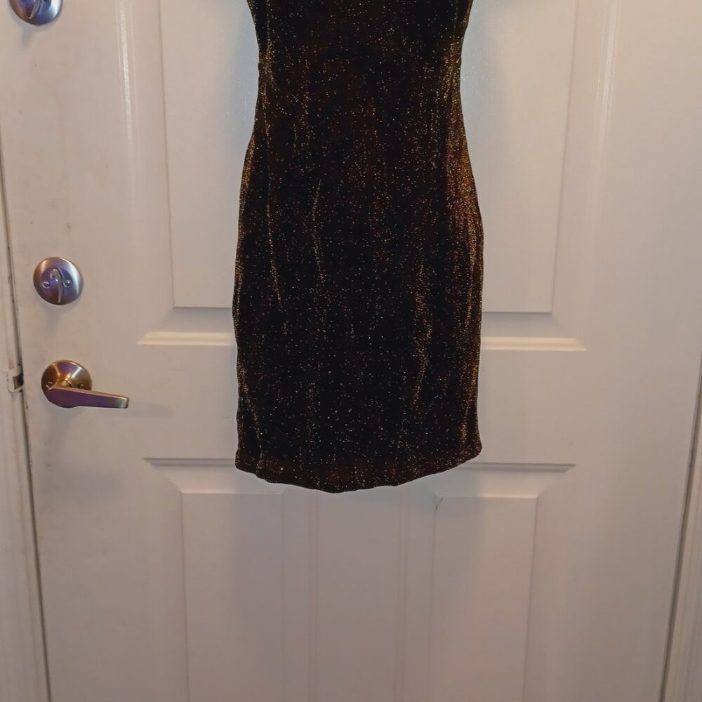 Sena, Size S, Elegant Black and Gold Glitter Dress - Picture 6 of 7